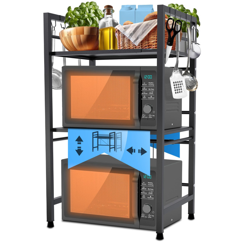 Estante Marana para microondas Negro,de 3 niveles