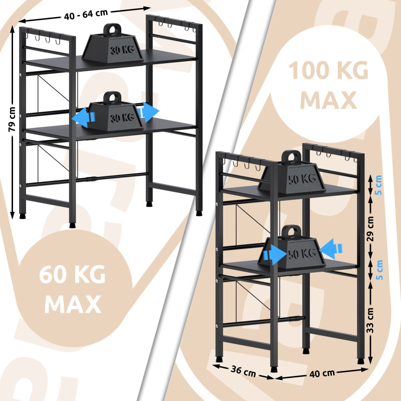 Estante Marana para microondas Negro,de 3 niveles