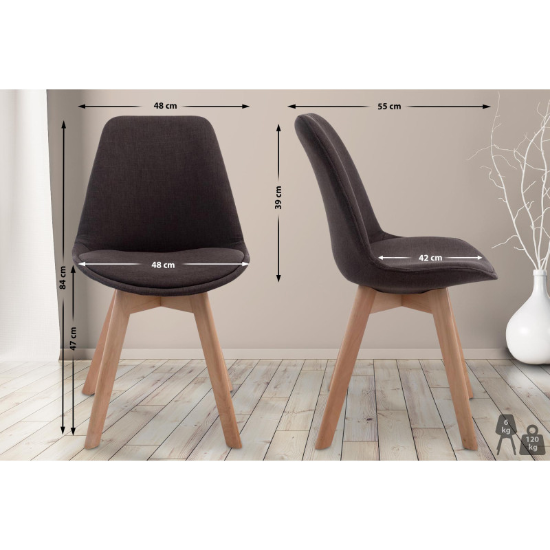 Chaise visiteur Borneo V2 en tissu Natura | gris foncé