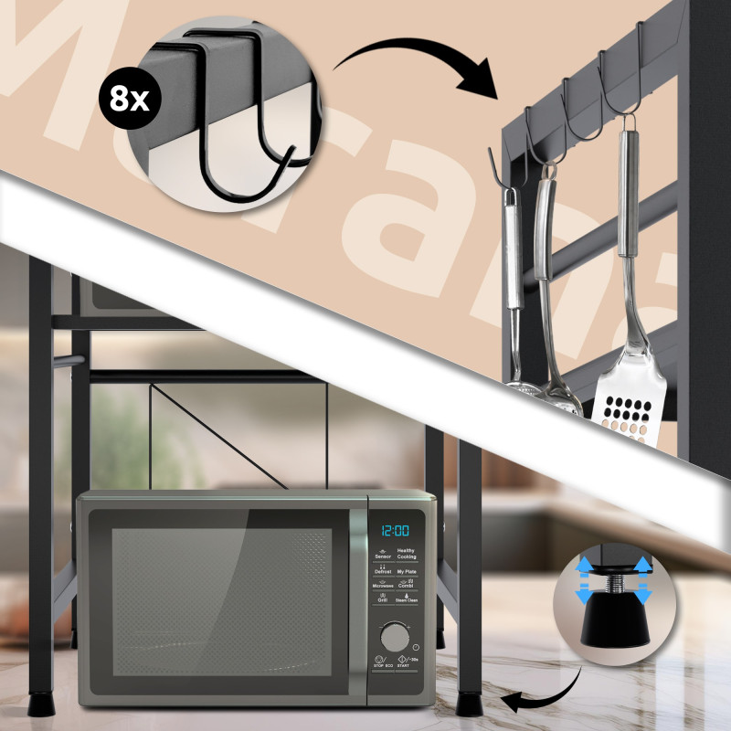 Estante Marana para microondas Negro,de 3 niveles