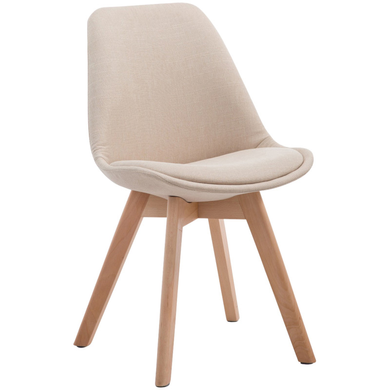 Chaise visiteur Borneo V2 en tissu Natura | crème