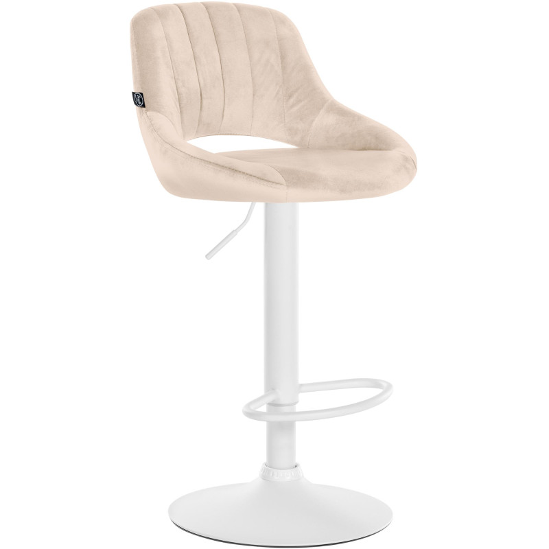 Tabouret de bar Milet velours blanc crème