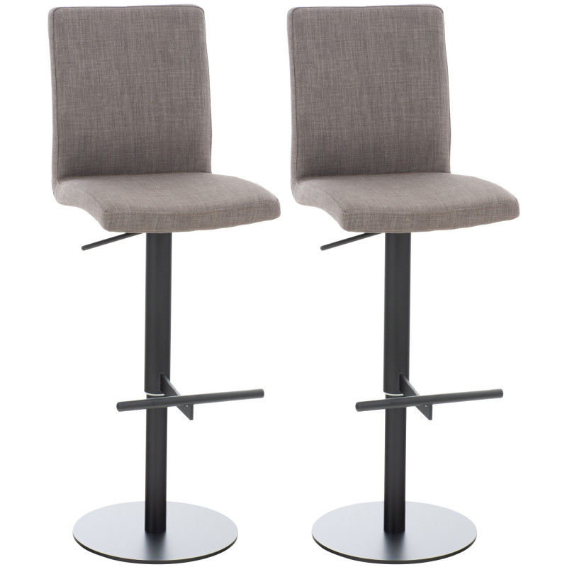 Lot de 2 tabourets de bar Cadiz en tissu gris