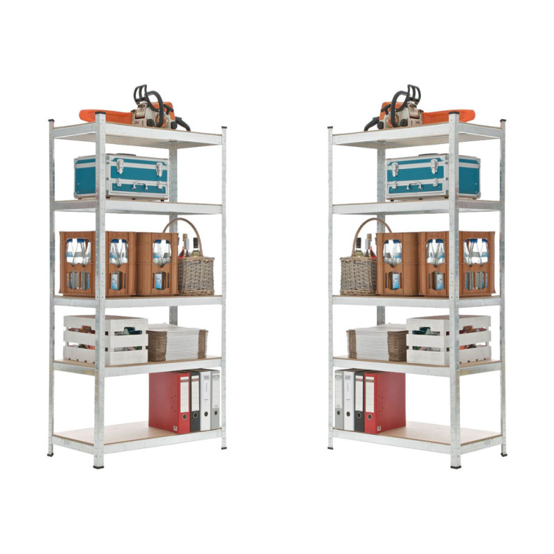 2 étagères enfichables 90x40x180 argentées