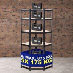 Étagère d'angle Flint 180, noire