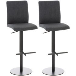 Lot de 2 tabourets de bar Cadiz en tissu gris foncé