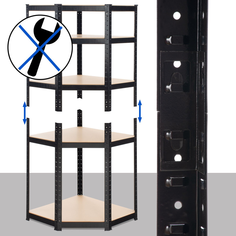 Scaffale Angolare FLINT in Metallo nero,100x80x180 cm