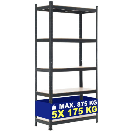 Étagère de rangement 90 x 40 x 180 cm noire