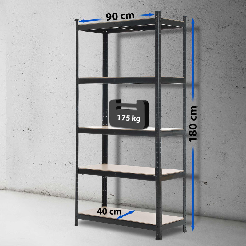 ?tag?re de rangement 90 x 40 x 180 cm noire