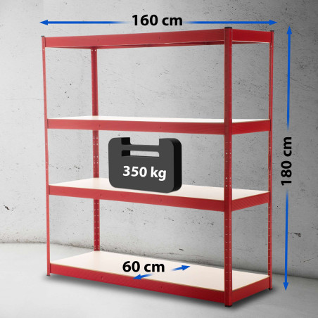 Étagère de rangement 160x60x180 cm rouge