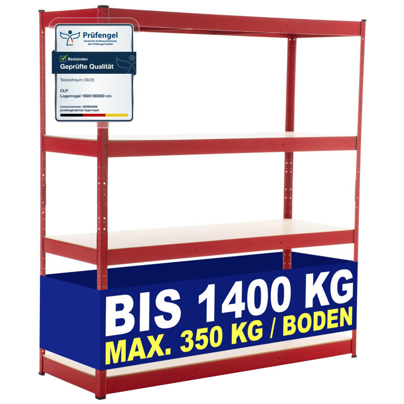 Étagère de rangement 160x60x180 cm rouge