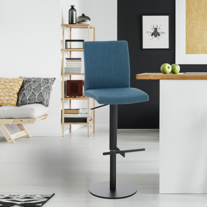 Lot de 2 tabourets de bar Cadiz en tissu bleu