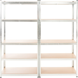 Set De 2 Estanterías Galvanizadas G 180x90x40 cm Plateado