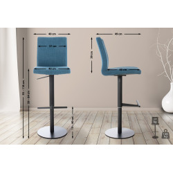 Lot de 2 tabourets de bar Cadiz en tissu bleu