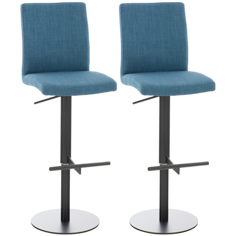 Lot de 2 tabourets de bar Cadiz en tissu bleu