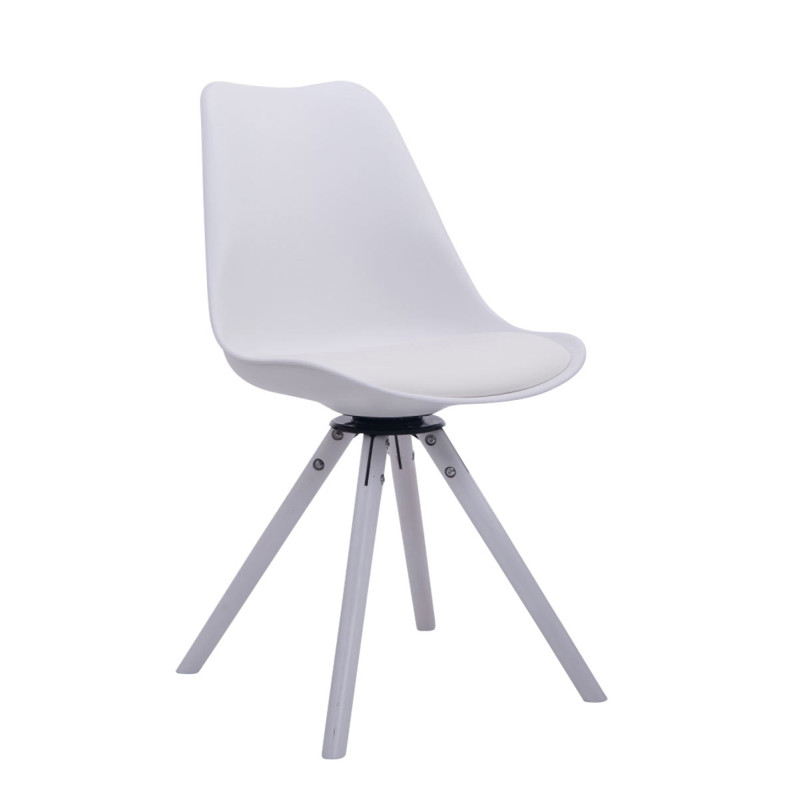Chaise visiteur Troyes pivotante blanche ronde | blanc