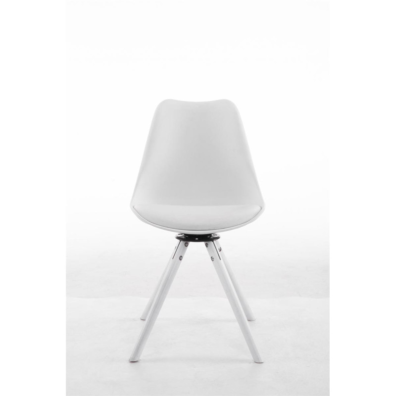 Chaise visiteur Troyes pivotante blanche ronde | blanc