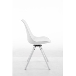 Chaise visiteur Troyes pivotante blanche ronde | blanc