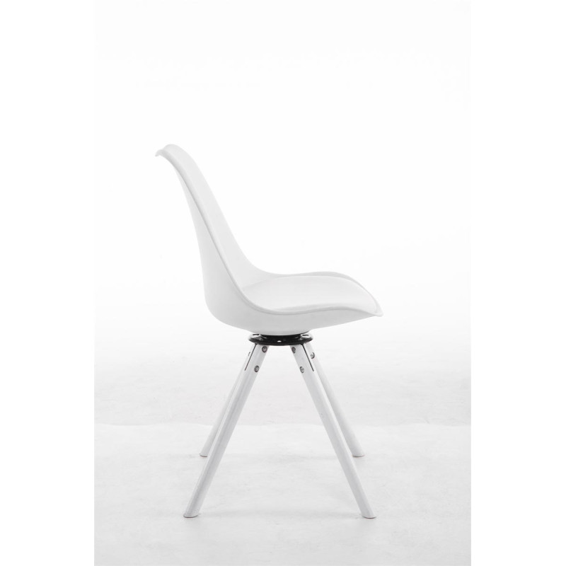 Chaise visiteur Troyes pivotante blanche ronde | blanc