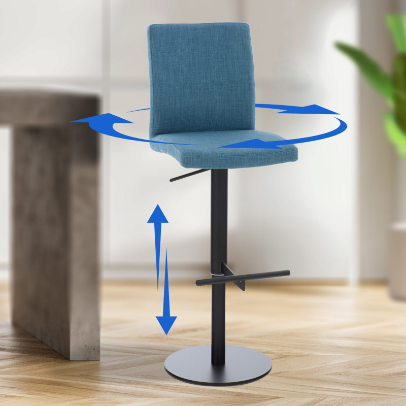 Lot de 2 tabourets de bar Cadiz en tissu bleu