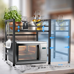 Étagère à micro-ondes à 2 niveaux Marana, noire