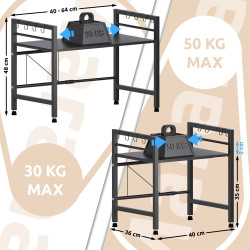 Étagère à micro-ondes à 2 niveaux Marana, noire