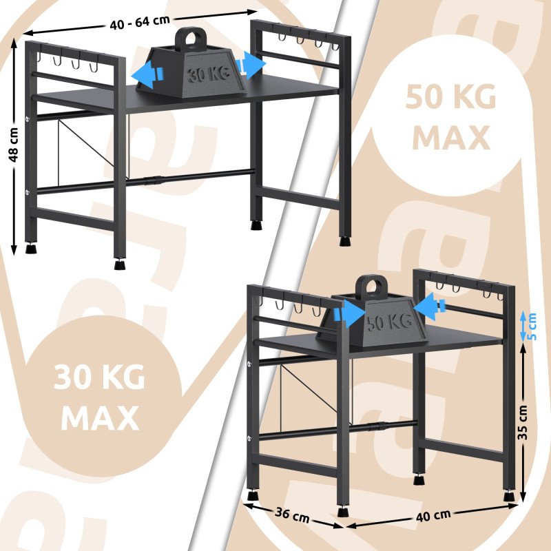 Estante Marana para microondas Negro,de 2 niveles