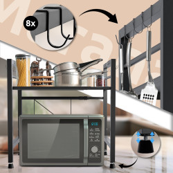 Étagère à micro-ondes à 2 niveaux Marana, noire