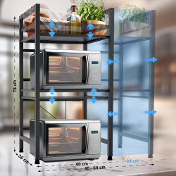 Étagère à micro-ondes à 3 niveaux Marana, noire