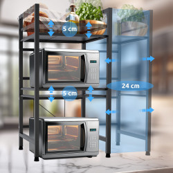 Étagère à micro-ondes à 3 niveaux Marana, noire