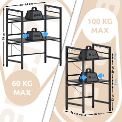 Étagère à micro-ondes à 3 niveaux Marana, noire