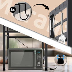 Étagère à micro-ondes à 3 niveaux Marana, noire
