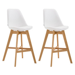 Lot de 2 tabourets de bar Cannes en cuir artificiel natura blanc