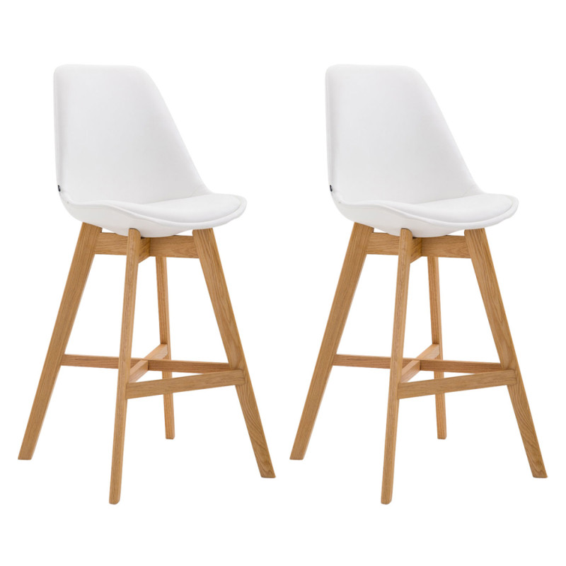 Lot de 2 tabourets de bar Cannes en cuir artificiel natura blanc