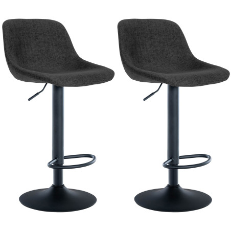 Lot de 2 tabourets de bar Loft en tissu noir