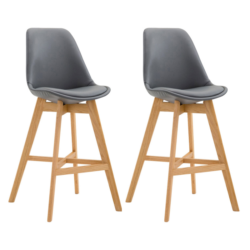 Lot de 2 tabourets de bar Cannes en cuir artificiel natura gris