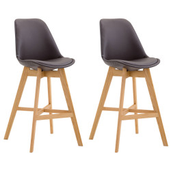 Lot de 2 tabourets de bar Cannes en cuir artificiel natura brun