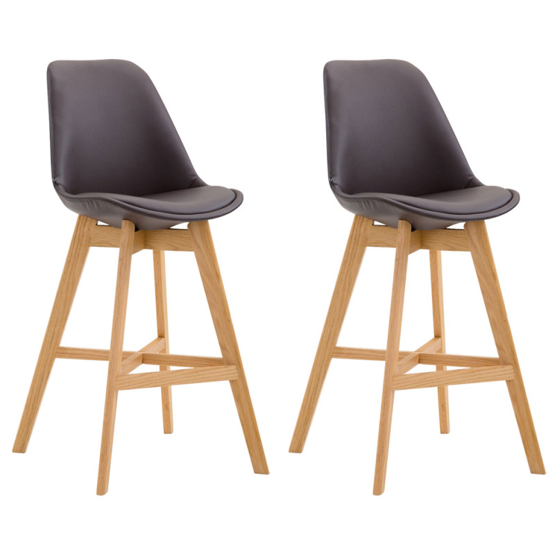 Lot de 2 tabourets de bar Cannes en cuir artificiel natura brun