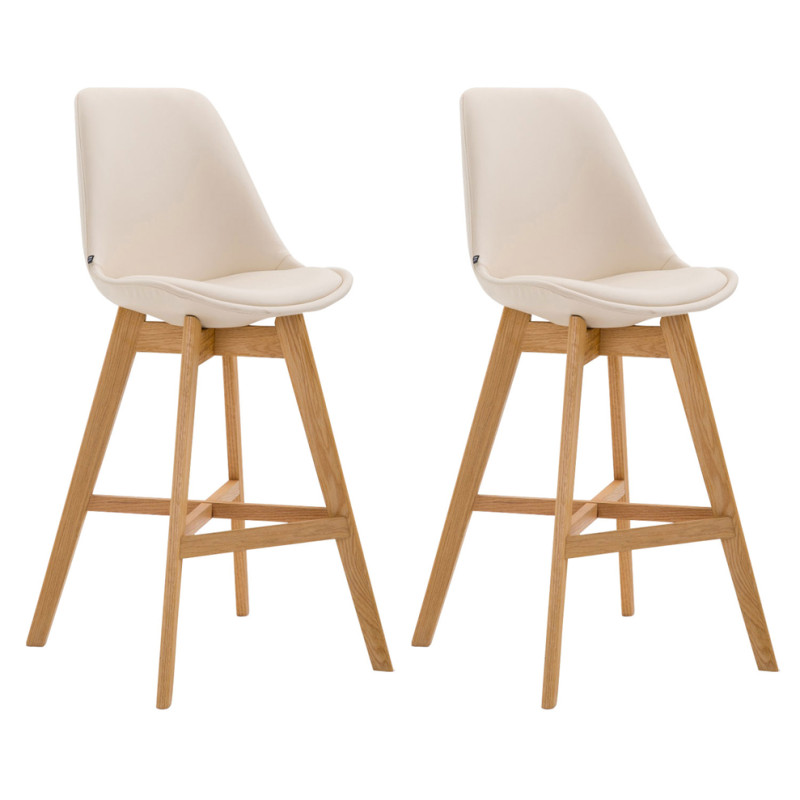 Lot de 2 tabourets de bar Cannes en cuir artificiel natura crème