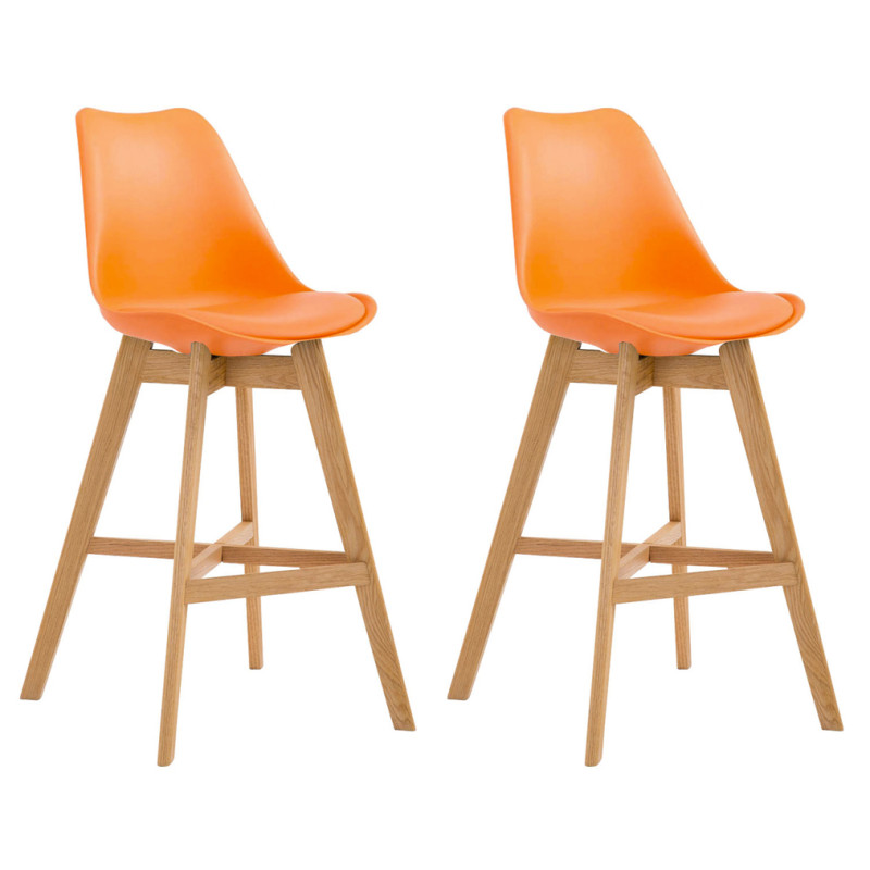 Lot de 2 tabourets de bar Cannes plastique natura orange