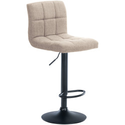 Tabouret de bar Calma tissu noir crème