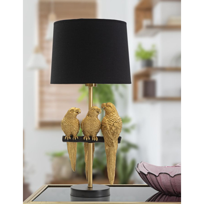 GLAM Lampe de Table Perroquets – Design Animaux Chic Ø30x62,5 cm