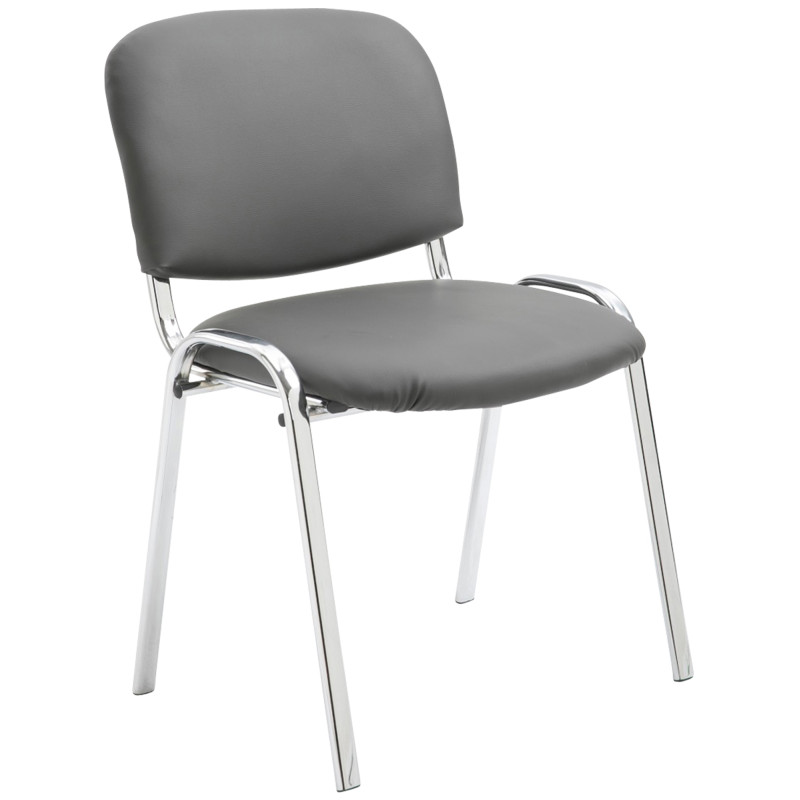 Chaise visiteur Ken C en cuir artificiel | gris