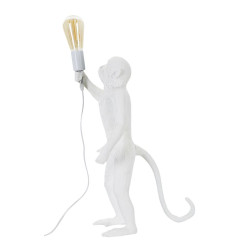 GLAM Lampe de Table Singe Blanc – Élégance Animalière Ø26x34x55 cm