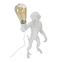 GLAM Lampe de Table Singe Blanc – Élégance Animalière Ø26x34x55 cm
