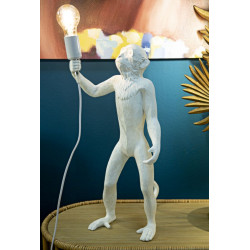 GLAM Lampe de Table Singe Blanc – Élégance Animalière Ø26x34x55 cm