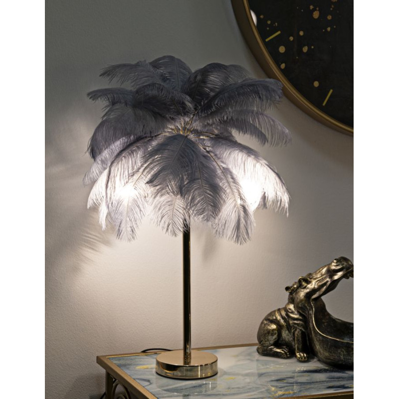 Lampe de Table Palm Gris – Glamour et Naturel Ø 55x60 cm