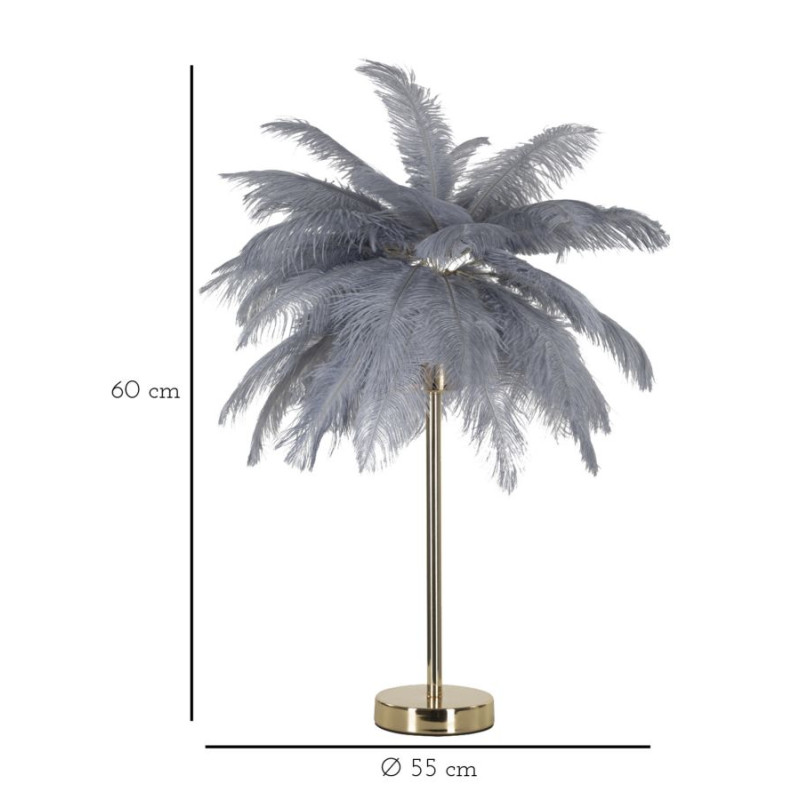 Lampe de Table Palm Gris – Glamour et Naturel Ø 55x60 cm