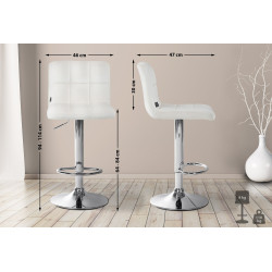Tabouret de bar Pérou velours chrome crème