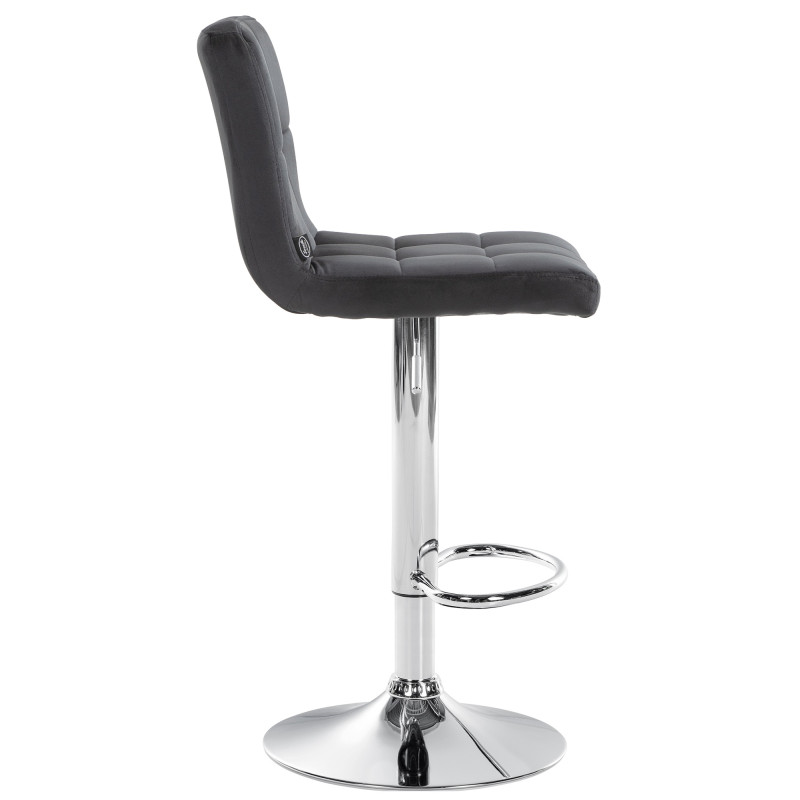 Tabouret de bar Pérou velours chrome noir